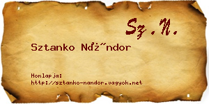 Sztanko Nándor névjegykártya